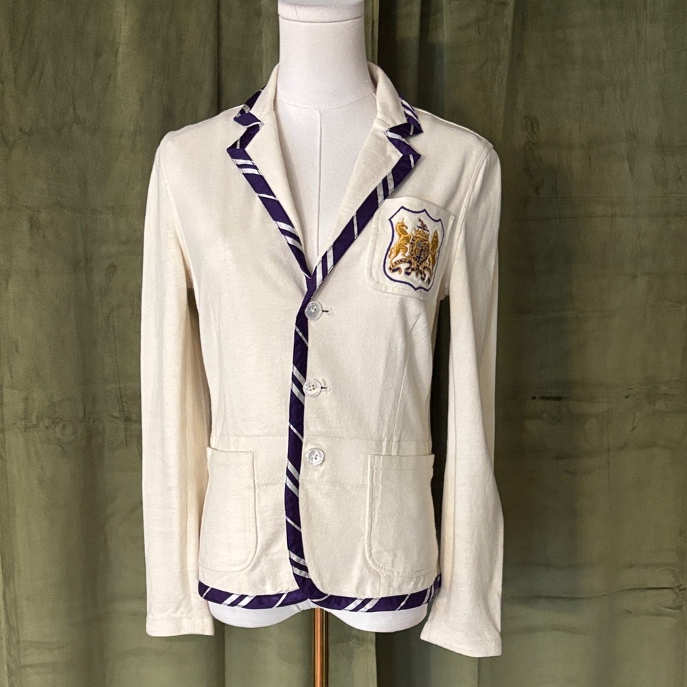 Ralph Lauren Blue Label Cream Blazer with Purple Trim, S